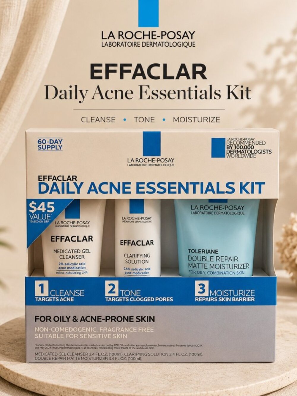 La Roche-Posay Effaclar Acne Essentials Kit Salicylic Acid NEW Exp 2028